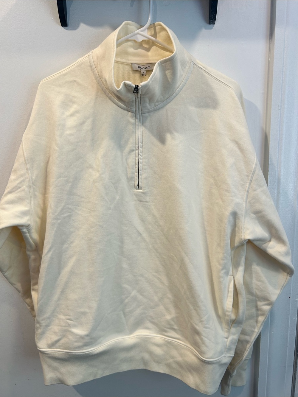 Madewell Men's Cream Half-Zip Sweatshirt